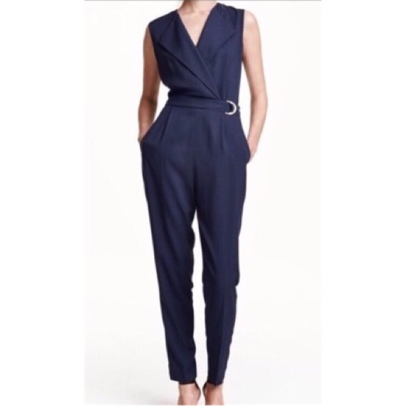 h&m blue jumpsuit